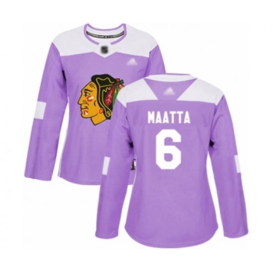 Women's Chicago Blackhawks 6 Olli Maatta Authentic Purple Fights Cancer Practice Hockey Jersey