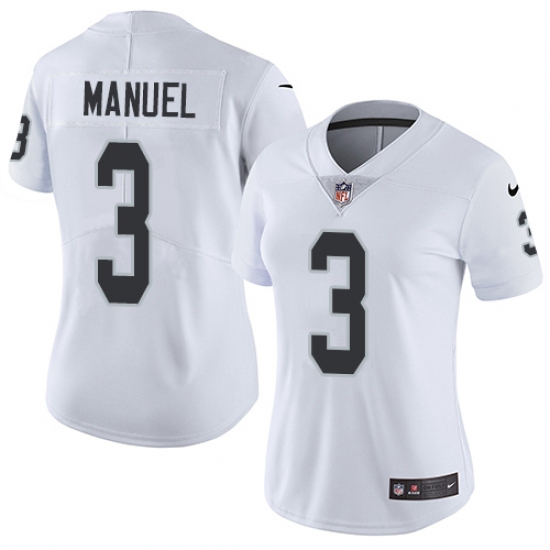 Women's Nike Oakland Raiders 3 E. J. Manuel White Vapor Untouchable Limited Player NFL Jersey
