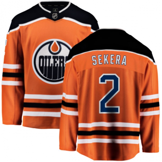 Youth Edmonton Oilers 2 Andrej Sekera Fanatics Branded Orange Home Breakaway NHL Jersey