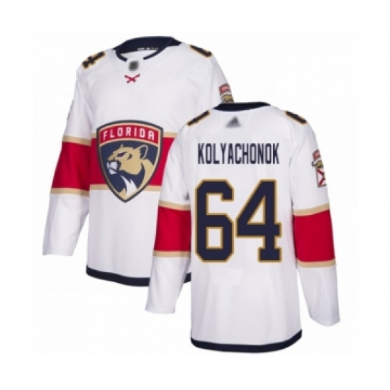 Men's Florida Panthers 64 Vladislav Kolyachonok Authentic White Away Hockey Jersey