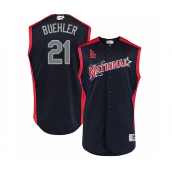 Youth Los Angeles Dodgers 21 Walker Buehler Authentic Navy Blue National League 2019 Baseball All-Star Jersey