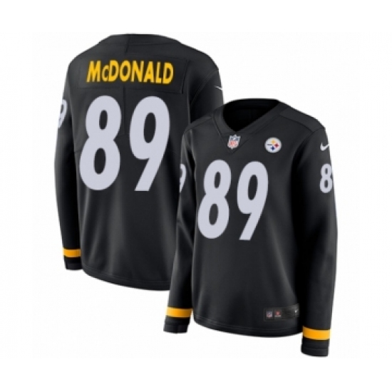Women's Nike Pittsburgh Steelers 89 Vance McDonald Limited Black Therma Long Sleeve NFL Jersey