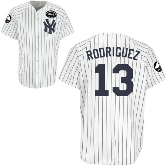 Men's Majestic New York Yankees 13 Alex Rodriguez Authentic White GMS "The Boss" MLB Jersey