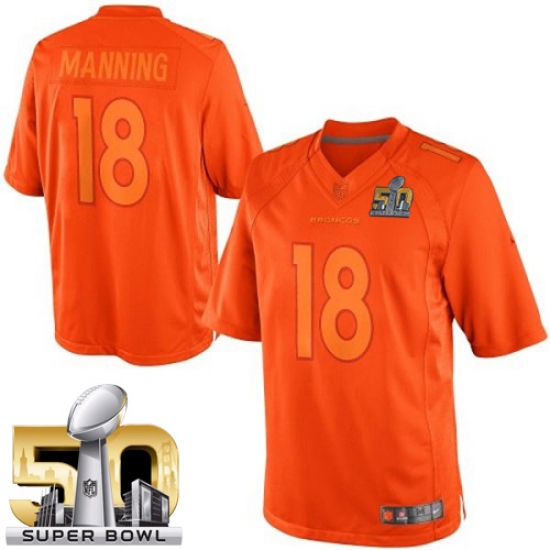 Men's Nike Denver Broncos 18 Peyton Manning Orange Drenched Limited Super Bowl 50 Bound NFL Jersey