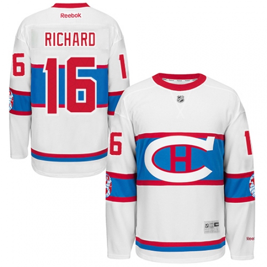 Men's Reebok Montreal Canadiens 16 Henri Richard Authentic White 2016 Winter Classic NHL Jersey