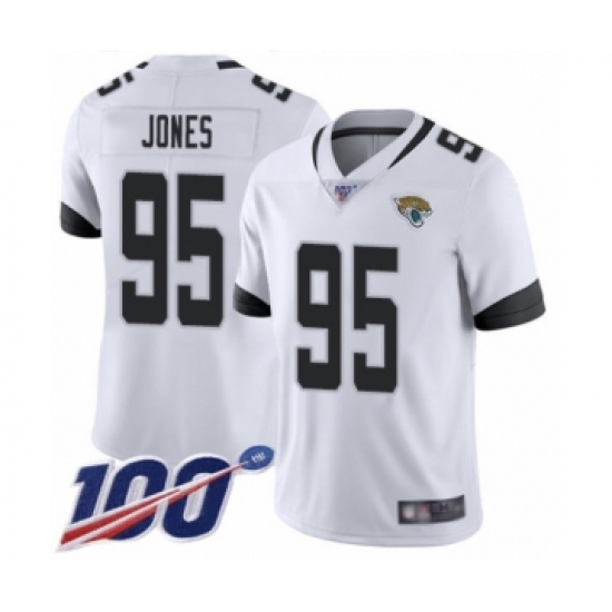 Men's Jacksonville Jaguars 95 Abry Jones White Vapor Untouchable Limited Player 100th Season Football Jersey