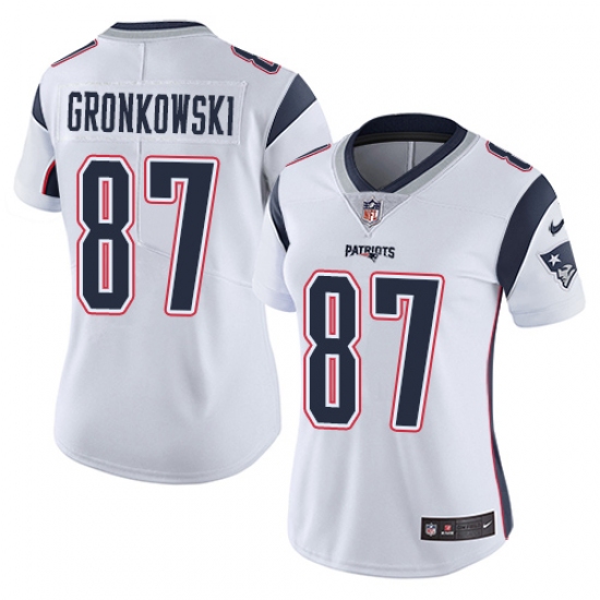 Women's Nike New England Patriots 87 Rob Gronkowski White Vapor Untouchable Limited Player NFL Jersey