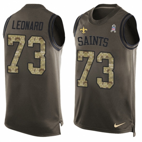 Men's Nike New Orleans Saints 73 Rick Leonard Limited Green Salute to Service Tank Top NFL Jersey