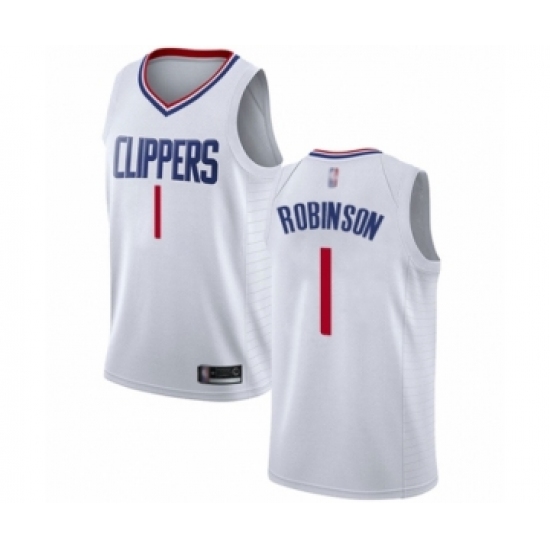 Men's Los Angeles Clippers 1 Jerome Robinson Authentic White Basketball Jersey - Association Edition