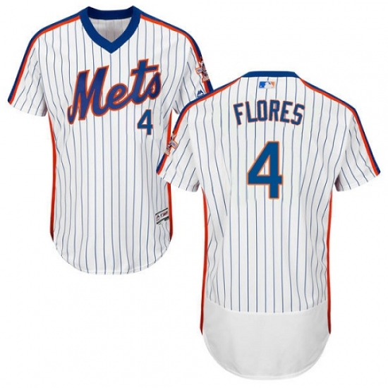 Men's Majestic New York Mets 4 Wilmer Flores White Alternate Flex Base Authentic Collection MLB Jersey