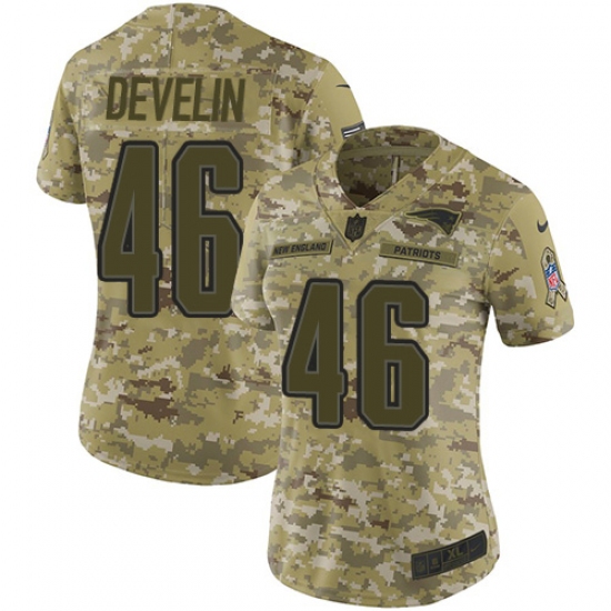 Women's Nike New England Patriots 46 James Develin Limited Camo 2018 Salute to Service NFL Jersey