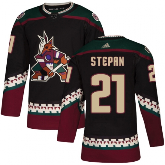 Men's Adidas Arizona Coyotes 21 Derek Stepan Premier Black Alternate NHL Jersey