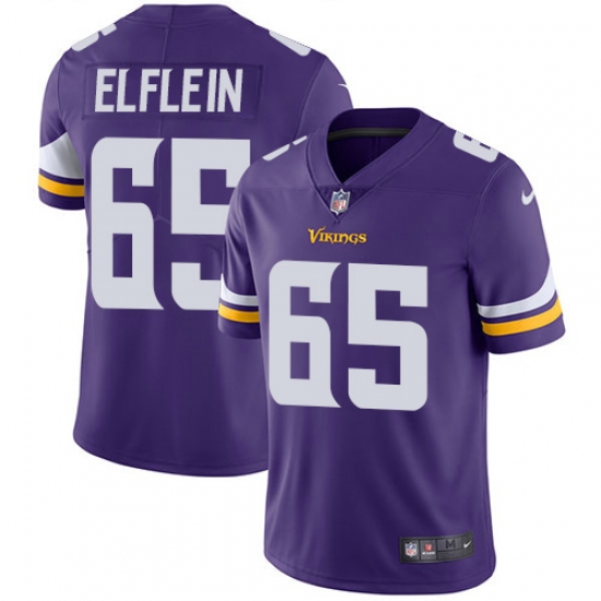 Men's Nike Minnesota Vikings 65 Pat Elflein Purple Team Color Vapor Untouchable Limited Player NFL Jersey