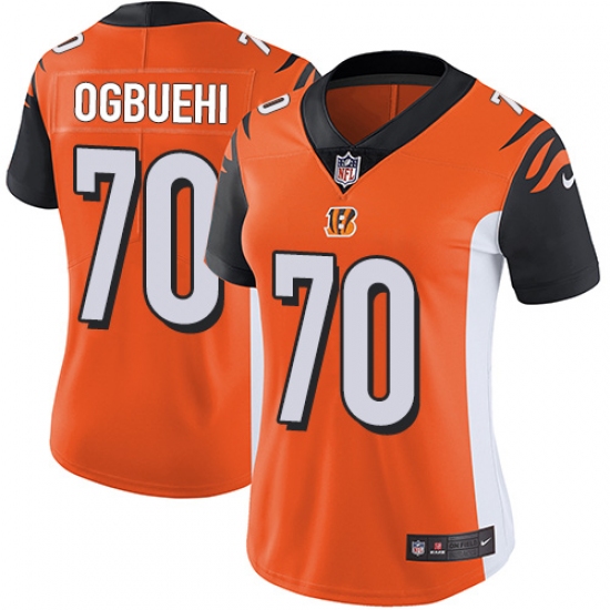 Women's Nike Cincinnati Bengals 70 Cedric Ogbuehi Vapor Untouchable Limited Orange Alternate NFL Jersey