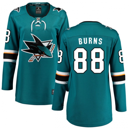 Women's San Jose Sharks 88 Brent Burns Fanatics Branded Teal Green Home Breakaway NHL Jersey