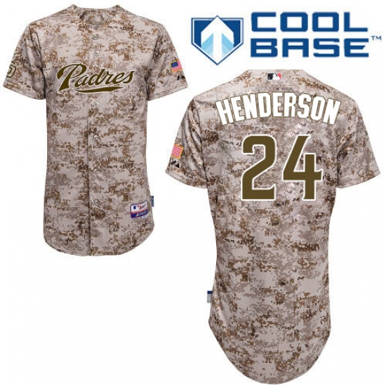 Men's Majestic San Diego Padres 24 Rickey Henderson Authentic Camo Alternate 2 Cool Base MLB Jersey