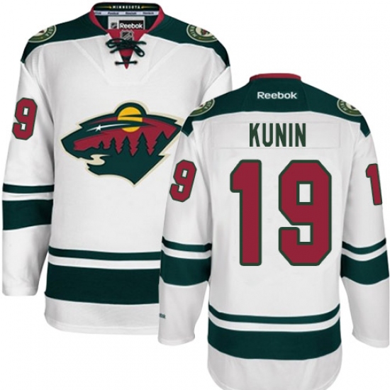 Women's Reebok Minnesota Wild 19 Luke Kunin Authentic White Away NHL Jersey