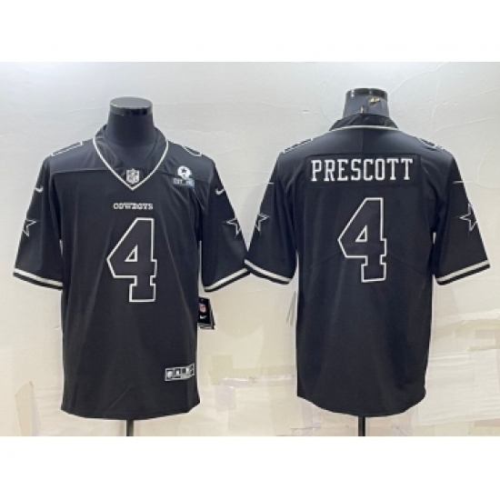 Men's Dallas Cowboys 4 Dak Prescott Black With 1960 Patch Limited Stitched Football Jersey