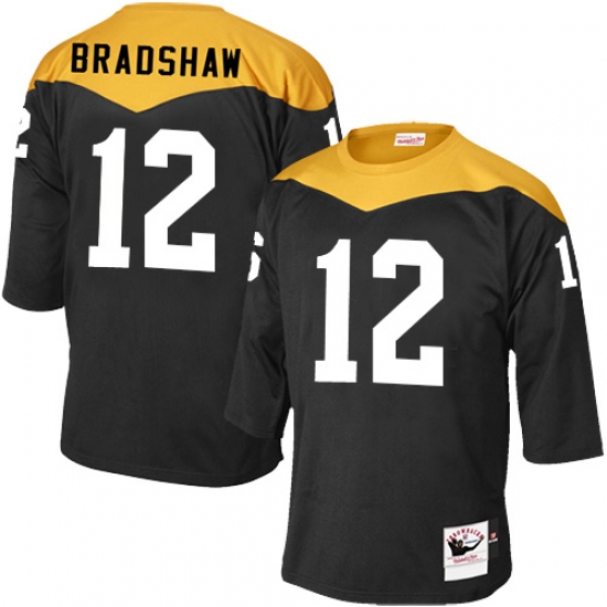 Men's Mitchell and Ness Pittsburgh Steelers 12 Terry Bradshaw Elite Black 1967 Home Throwback NFL Jersey