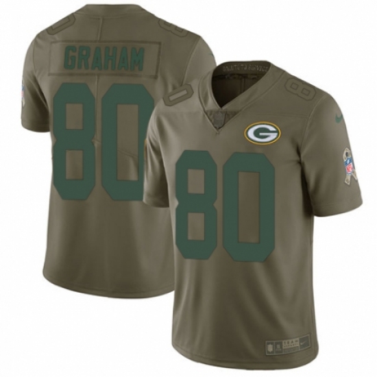 Men's Nike Green Bay Packers 80 Jimmy Graham Limited Olive 2017 Salute to Service NFL Jersey