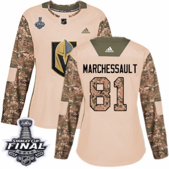 Women's Adidas Vegas Golden Knights 81 Jonathan Marchessault Authentic Camo Veterans Day Practice 2018 Stanley Cup Final NHL Jersey