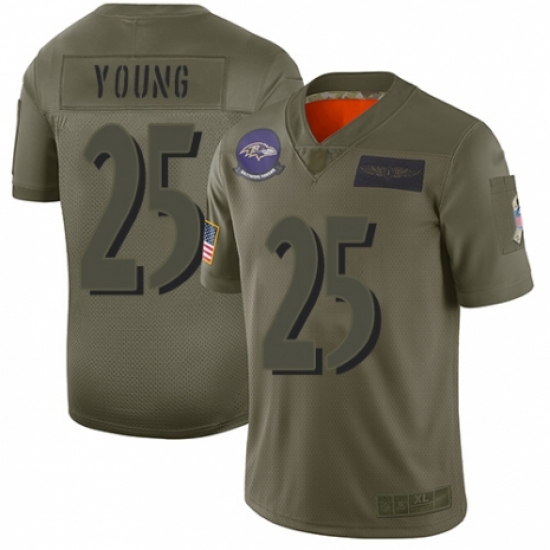 Women's Baltimore Ravens 25 Tavon Young Limited Camo 2019 Salute to Service Football Jersey