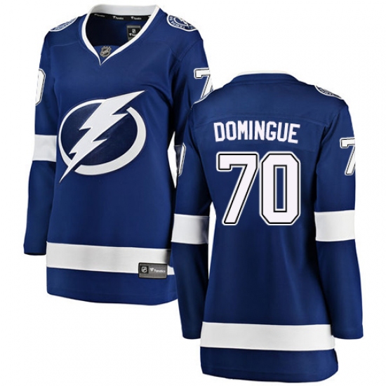 Women's Tampa Bay Lightning 70 Louis Domingue Fanatics Branded Royal Blue Home Breakaway NHL Jersey