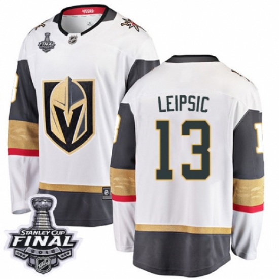 Youth Vegas Golden Knights 13 Brendan Leipsic Authentic White Away Fanatics Branded Breakaway 2018 Stanley Cup Final NHL Jersey