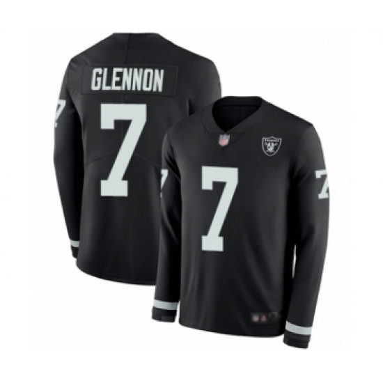Youth Oakland Raiders 7 Mike Glennon Limited Black Therma Long Sleeve Football Jersey