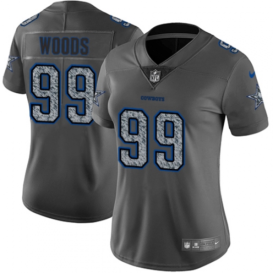 Women's Nike Dallas Cowboys 99 Antwaun Woods Gray Static Vapor Untouchable Limited NFL Jersey
