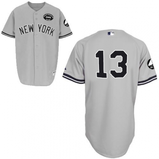 Men's Majestic New York Yankees 13 Alex Rodriguez Authentic Grey GMS "The Boss" MLB Jersey