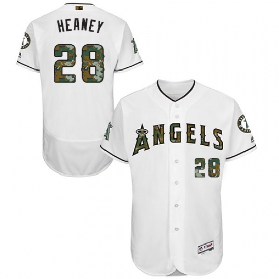 Men's Majestic Los Angeles Angels of Anaheim 28 Andrew Heaney Authentic White 2016 Memorial Day Fashion Flex Base MLB Jersey