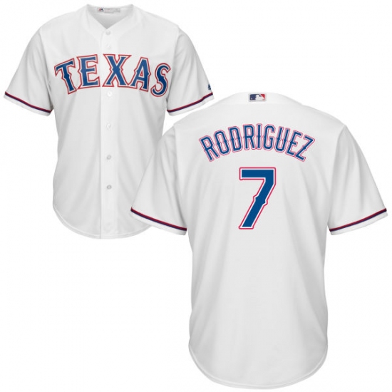 Men's Majestic Texas Rangers 7 Ivan Rodriguez Replica White Home Cool Base MLB Jersey