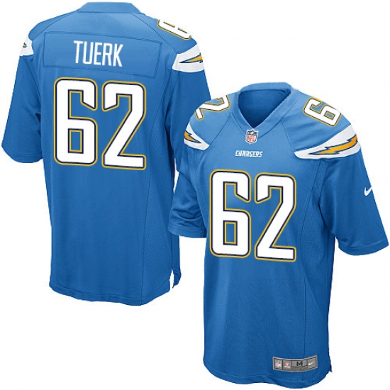 Men's Nike Los Angeles Chargers 62 Max Tuerk Game Electric Blue Alternate NFL Jersey