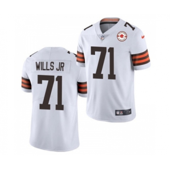 Men's Cleveland Browns 71 Jedrick Wills Jr. 2021 White 75th Anniversary Patch Vapor Untouchable Limited Jersey
