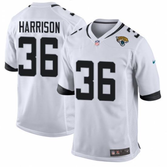 Men's Nike Jacksonville Jaguars 36 Ronnie Harrison Game White NFL Jersey
