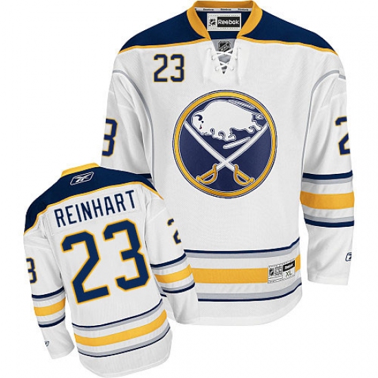Men's Reebok Buffalo Sabres 23 Sam Reinhart Authentic White Away NHL Jersey