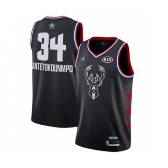 Youth Jordan Milwaukee Bucks 34 Giannis Antetokounmpo Swingman Black 2019 All-Star Game Basketball Jersey