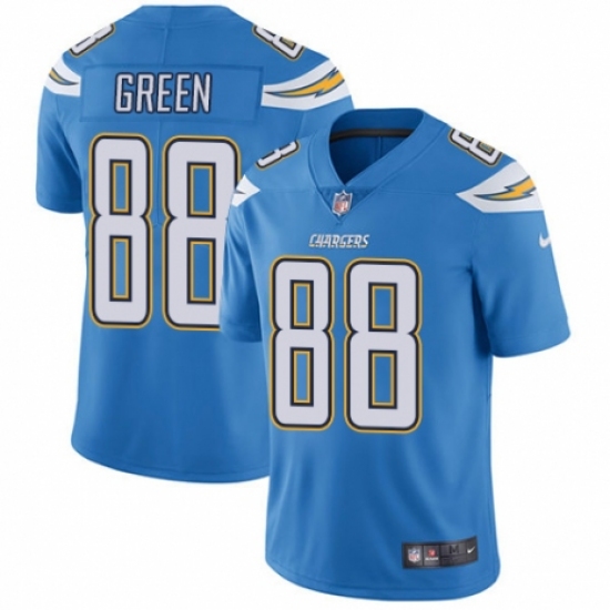 Men's Nike Los Angeles Chargers 88 Virgil Green Electric Blue Alternate Vapor Untouchable Limited Player NFL Jersey