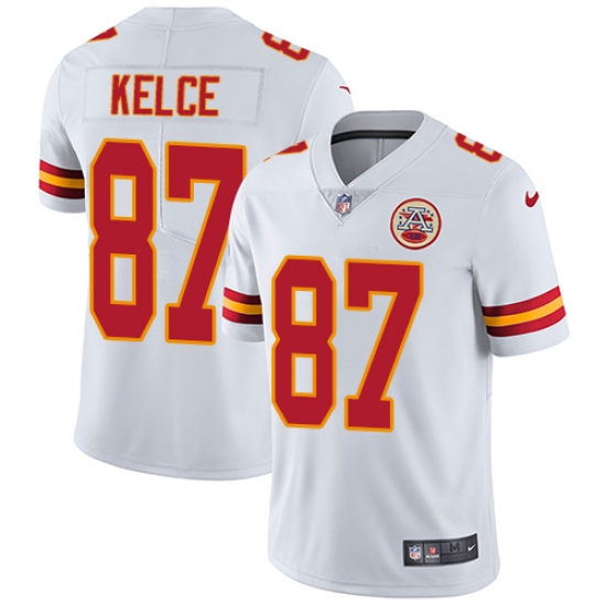 Men's Nike Kansas City Chiefs 87 Travis Kelce White Vapor Untouchable Limited Player NFL Jersey