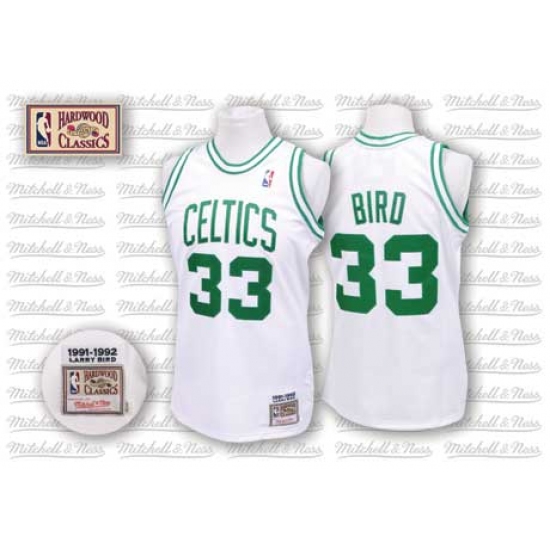 Men's Mitchell and Ness Boston Celtics 33 Larry Bird Swingman White Throwback NBA Jersey