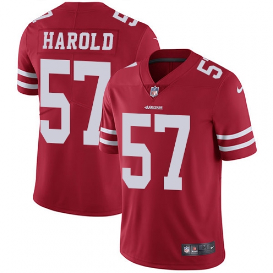 Men's Nike San Francisco 49ers 57 Eli Harold Red Team Color Vapor Untouchable Limited Player NFL Jersey