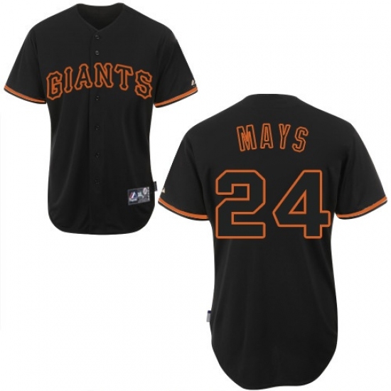 Men's Majestic San Francisco Giants 24 Willie Mays Authentic Black Fashion MLB Jersey