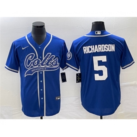 Men's Indianapolis Colts 5 Anthony Richardson Royal Cool Base Stitched Baseball Jersey