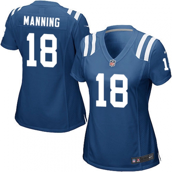 Women's Nike Indianapolis Colts 18 Peyton Manning Game Royal Blue Team Color NFL Jersey