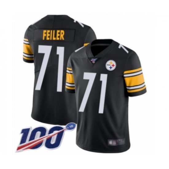 Men's Pittsburgh Steelers 71 Matt Feiler Black Team Color Vapor Untouchable Limited Player 100th Season Football Jersey