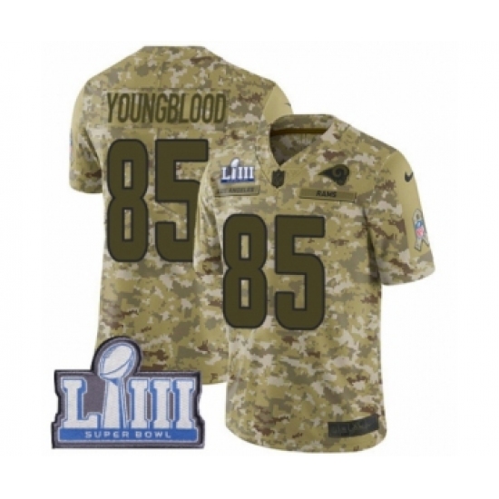 Men's Nike Los Angeles Rams 85 Jack Youngblood Limited Camo 2018 Salute to Service Super Bowl LIII Bound NFL Jersey