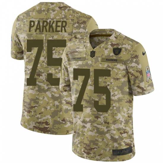 Men's Nike Oakland Raiders 75 Brandon Parker Limited Camo 2018 Salute to Service NFL Jersey