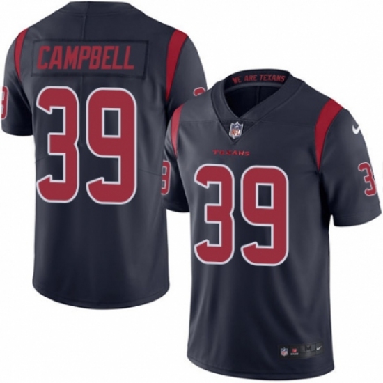 Youth Nike Houston Texans 39 Ibraheim Campbell Limited Navy Blue Rush Vapor Untouchable NFL Jersey