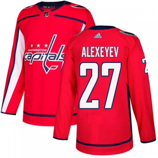 Men's Adidas Washington Capitals 27 Alexander Alexeyev Authentic Red Home NHL Jersey